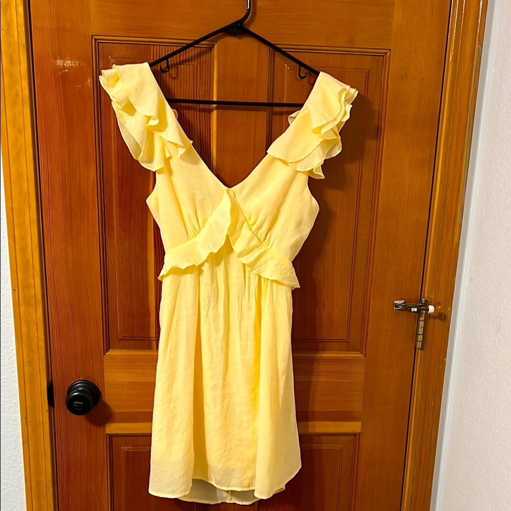 Yellow Ruffled Sleeveless Dress